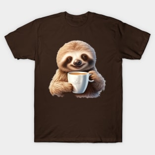 Cute Sloth with Coffee Drink T-Shirt